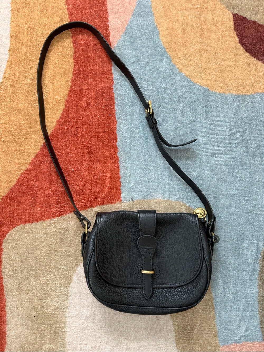 Dooney & Bourke Black Leather Crossbody with Gold Hardware